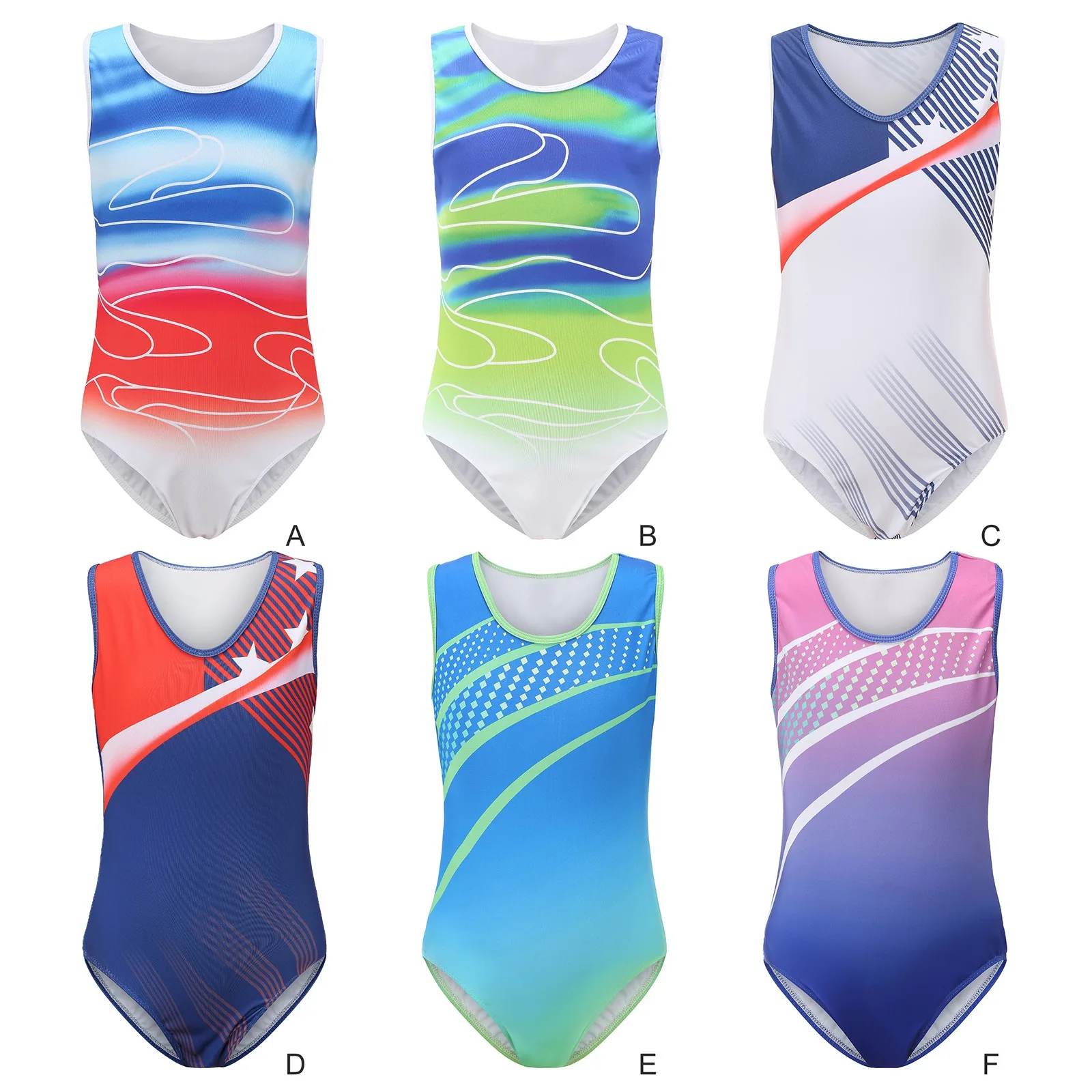 Kids Girls Gymnastics Leotards Gymnastics Sparkly Tumbling Sleeveless Bodysuit Children Ballet Performance Soft Costumes