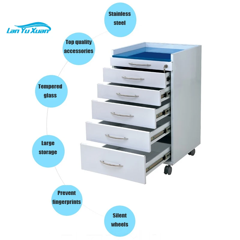 

Заводская цена Den-tal мобильный шкаф из нержавеющей стали тележка для медицинских инструментов с выдвижным ящиком и бесшумными колесами