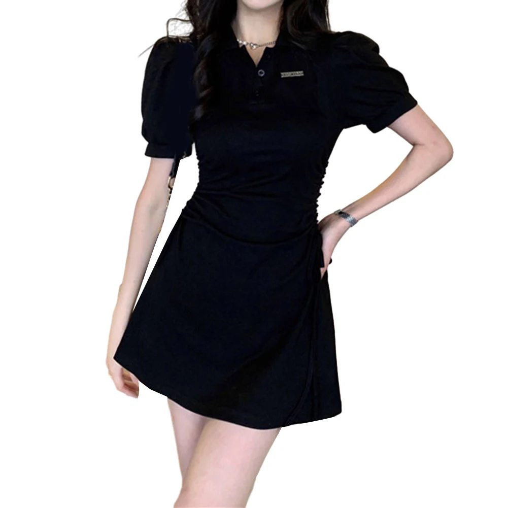 

Women Clothing Mini Dress Sexy Short Sleeved Simple Slim Slimming Solid Color Spicy Style Street Casual Brand New