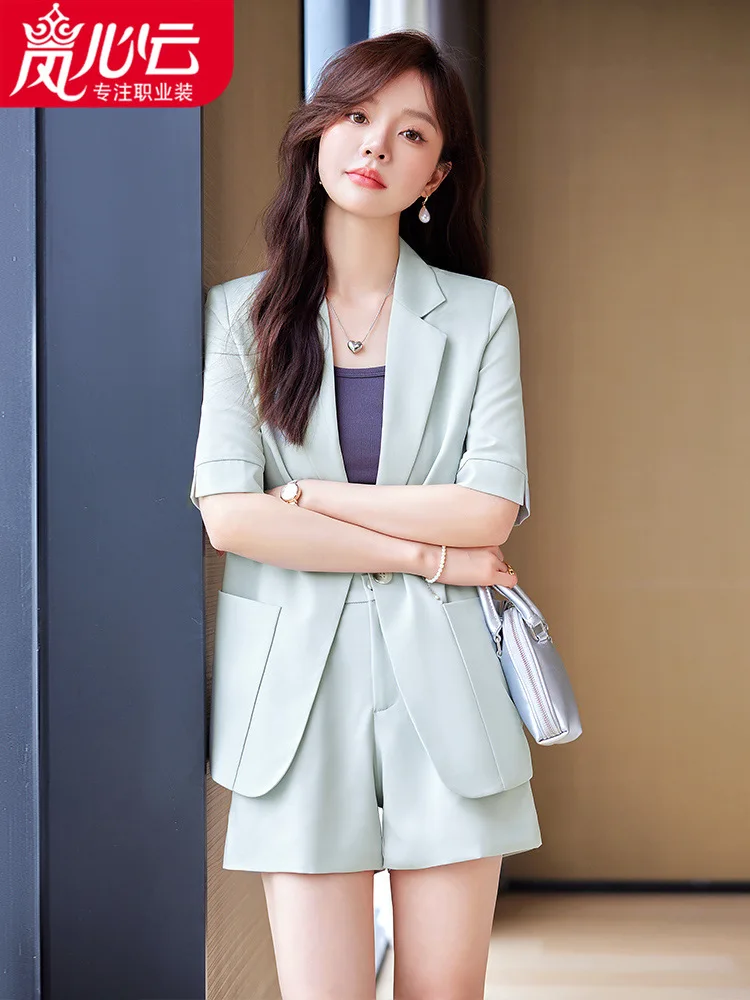 

2024New Fashion Small Suit Coat Women's Summer Thin Short-Sleeved Casual High-End Temperament Professional Tailored Suit Shorts