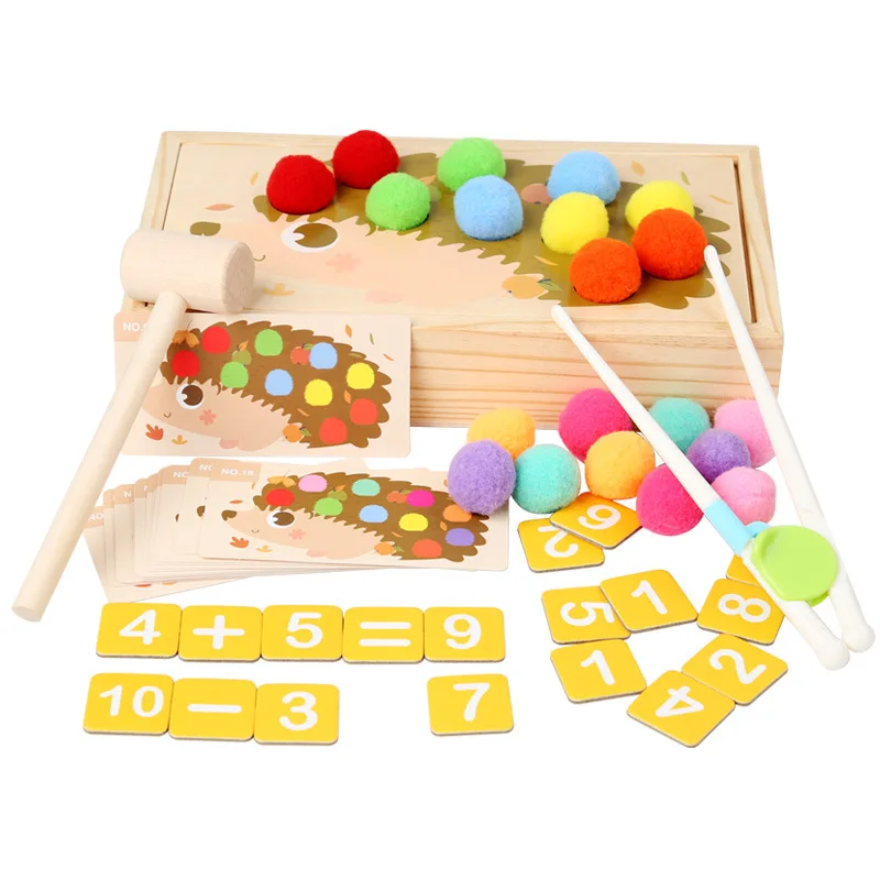 Montessori Children\'s Early Education Toys Rainbow Strike Table Ground Mouse Clip Beads Early Mathematics Learning