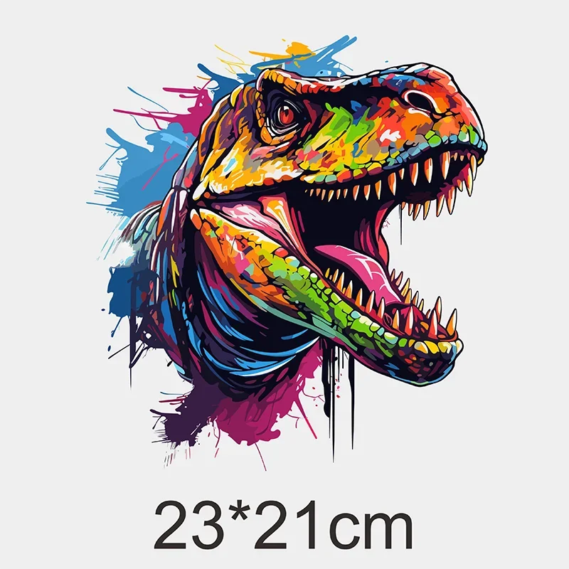 Animal Painted Tiger Dinosaur Iron Heat Transfer Clothing T-shirt DIY Hoodie Jacket Patch Waterproof DTF