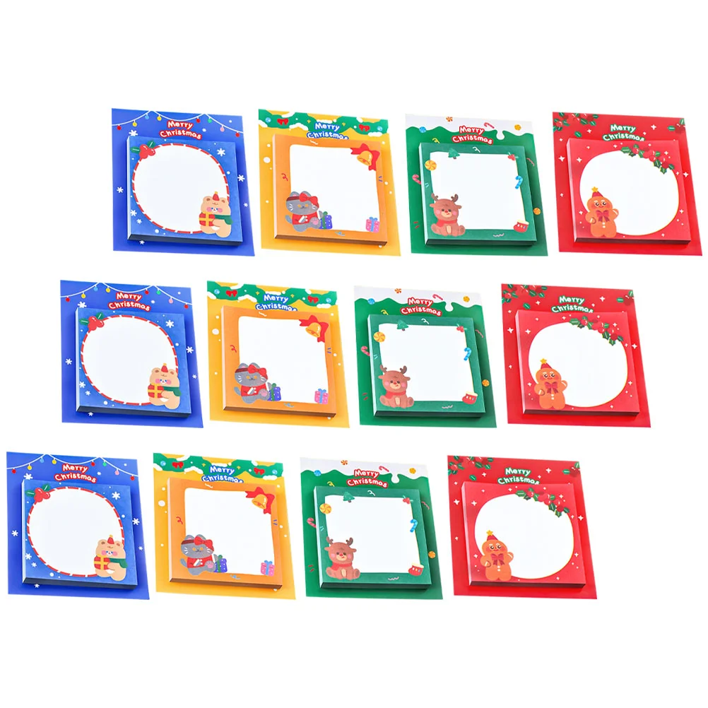 12 Pcs Christmas Office Memo Pad Compact Multi-function Sticker Daily Use Pads