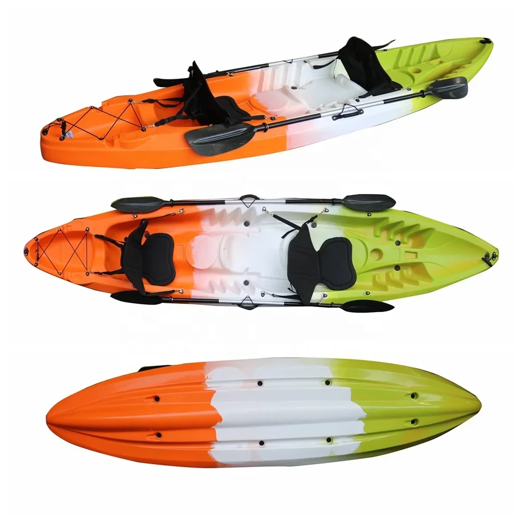 material 12ft  2+1 seater tandem kayak/canoe family fishing paddle kayak with deluxe seat 2 years warranty