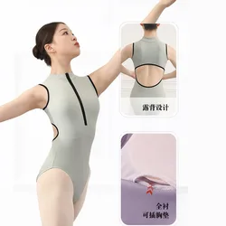 Ballet Training Suit Daily Practice Ballet Dance Gymnastics Suit, One-piece Art Exam Adult Front zipper Dance Jumpsuit Body Suit