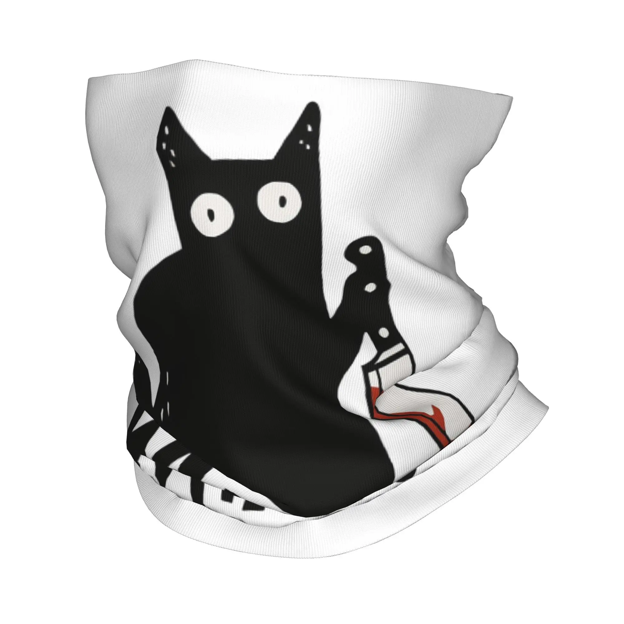 

Cat What Murderous Black Cat With Knife Bandana Neck Cover Mask Scarf Multi-use Cycling Scarf Cycling Unisex Adult Winter