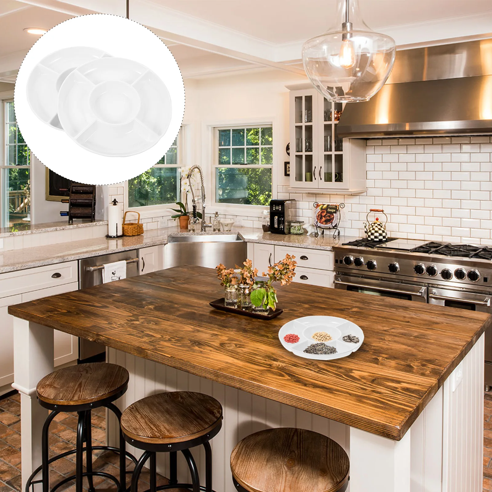 

2Pcs Multipurpose Fruit Bowl 5-Grid Snack Tray Ideal for Sharing Appetizers Dried Fruits and Sweets with Guests