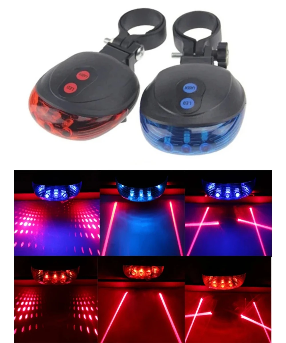 Bicicleta luzes led à prova dwaterproof água ciclismo lanterna traseira aviso de segurança lanterna traseira mtb bicicleta luzes traseiras 2 lasers 5 led