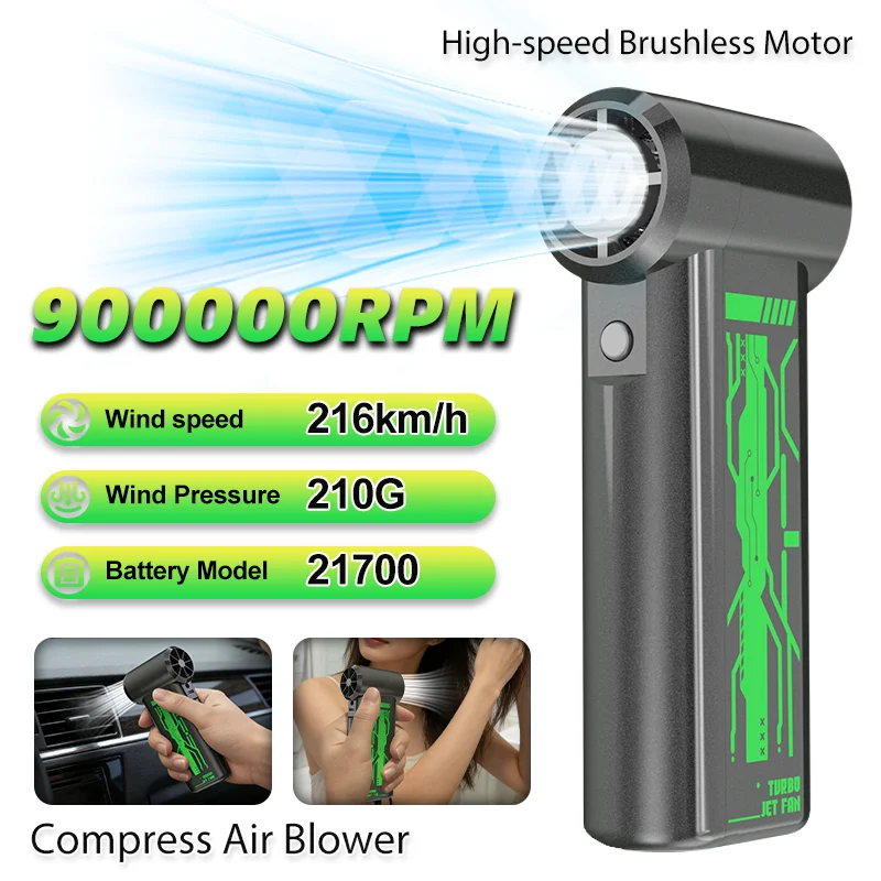 

Электрический вентилятор со сжатым воздухом, 900000 об/мин, 4-скоростной беспроводной турбовентилятор для компьютера, клавиатуры, дома, автомобиля, удаления снега/лист