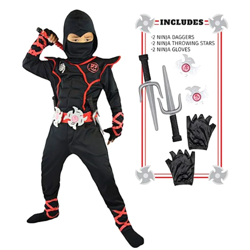 Anime Boy Kids Ninja Costume Halloween Party Carnival Costumes Child Dragon Ninja Suit Purim Birthday Fancy Dress Clothes OI1692