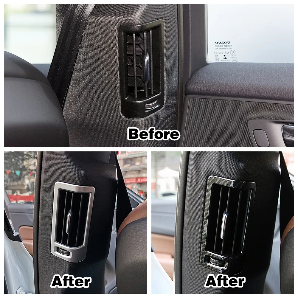 For Volvo XC60 2018-2025 XC90 S90 V90 Car B Pillar Air Conditioner AC Outlet Vent Frame Trim ABS Interior Moulding Sticker