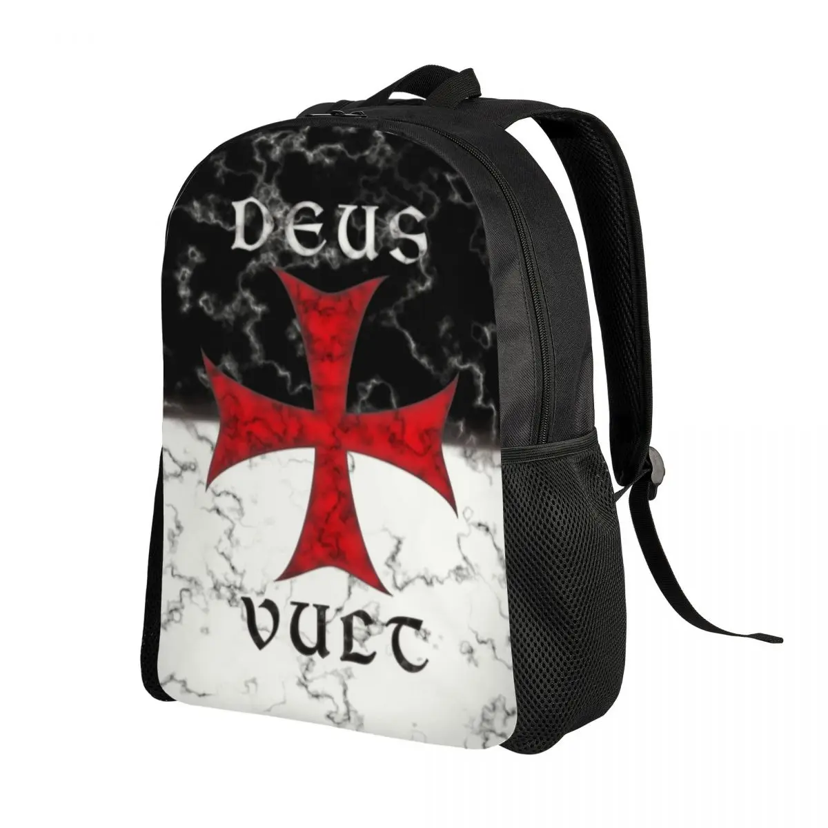 Deus Vult Crusader Cross In Marble Backpacks for Men Women Waterproof School College Knights Bag Printing Bookbag