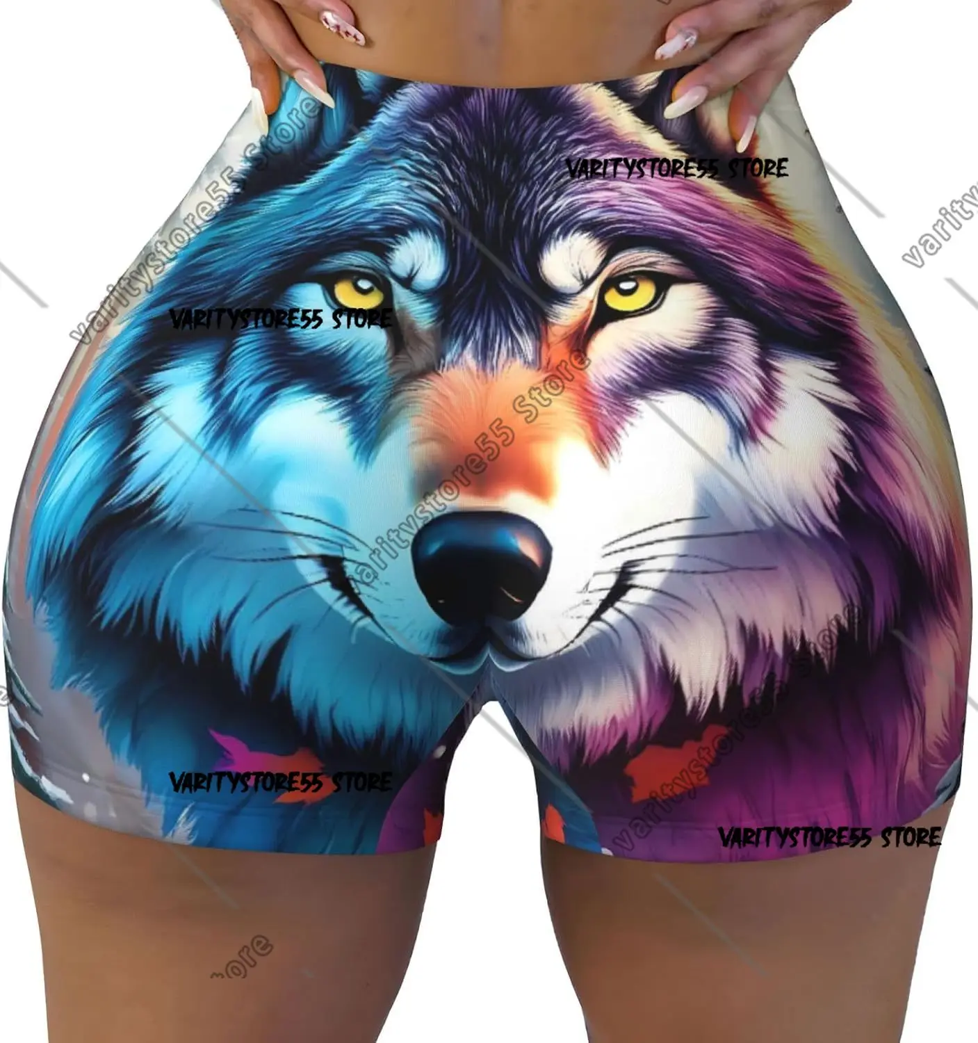 

Шорты для тренировок с животными, лесными вовками для женщин, байкерские шорты для йоги, леггинсы с подтяжкой ягодиц