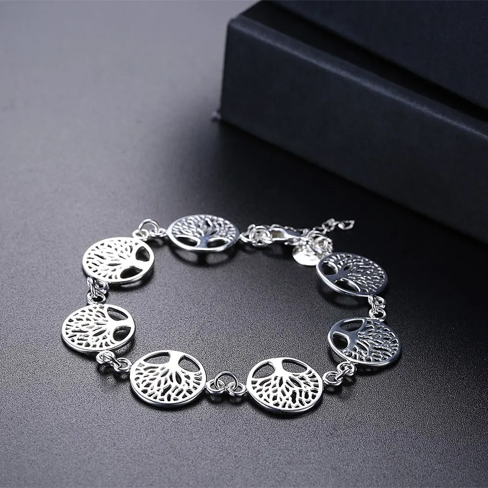 Pulsera Árbol de la vida de pulsera de plata de ley 925 para mujer, joyería de compromiso, regalos