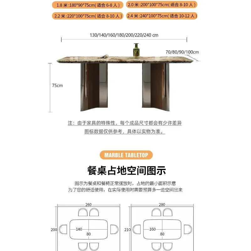 Marble dining table and chair combination Italian light luxury household small apartment high-end dining table 5