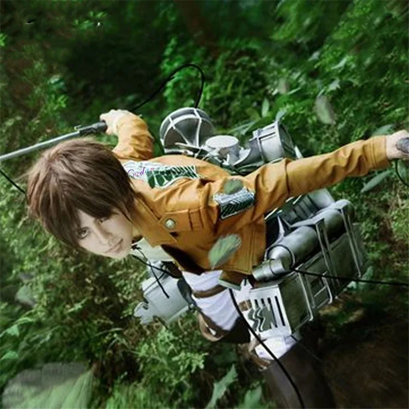 az15Anime Cosplay Shingeki no Kyojin Jacket Scout Legion Recon Corps Leather Boots Skirt Belt Suspender Eren Yaeger Ackerman Cos