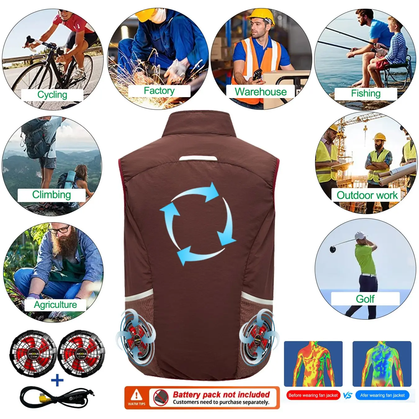 Couple Style Cooling Shirt 5V 12V USB Fan Air Conditioner Jacket Summer Outdoor Breathable Short Sleeve Cooling Clothes For Men