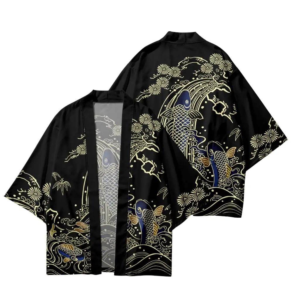 Japanese Anime Street Wear Japanese Traditional Cardigan Men's Kimono New Clothing Cardigan Japanese Short-sleeved Shirt Bathrob