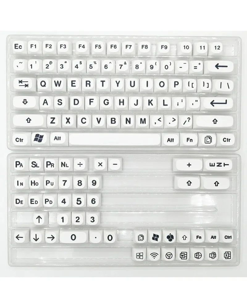pure white solid color pbt dye sub keycaps full set oem profile for mechanical keyboards