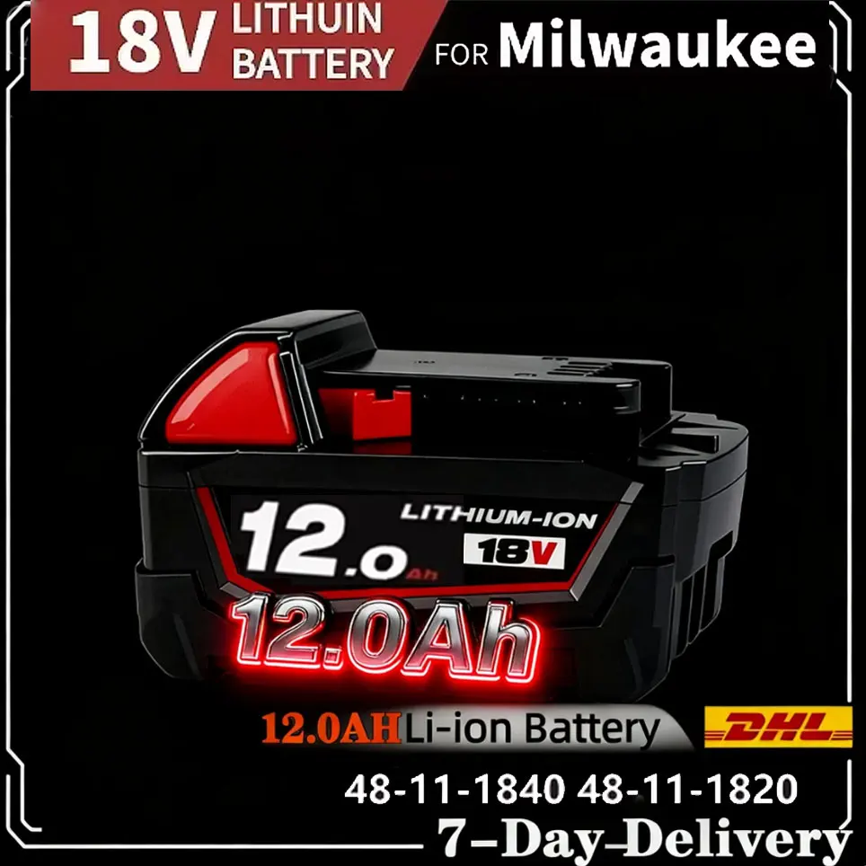 Nouvelle batterie M18 18V 12.0Ah 9.0Ah Batterie au lithium de remplacement pour Milwaukee M18 48-11-1815 48-11-1850 2604-22 Batterie