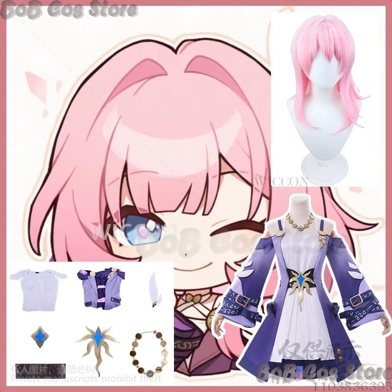 

Cyrene Cosplay Game Honkai Star Rail Clothes Purple Sundress Belt Lolita Dress Wig Necklace Halloween Carnival Party Customized