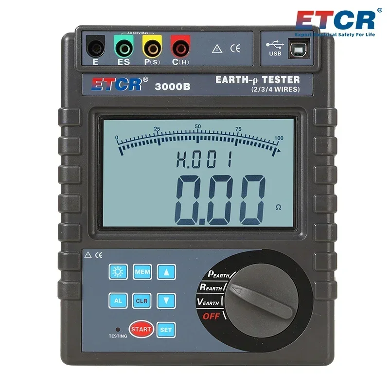 ETCR3000B Use of Alkaline Batteries Soil Resistivity Tester With Overload Protection and Automatic Hang-up Function