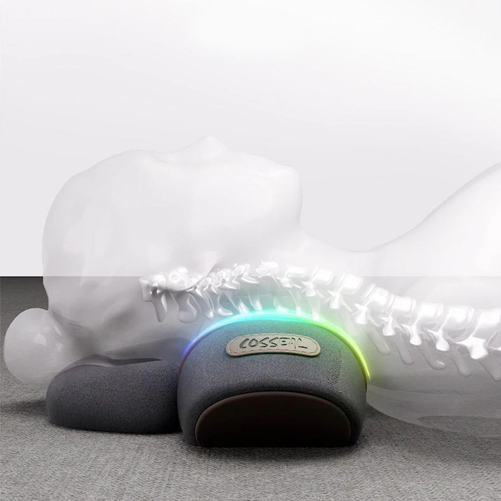 

Hot Compress Cervical Pillow Breathable Spine Support Massager Rechargeable Memory Foam Pillow for Neck Traction Relax Sleep Aid