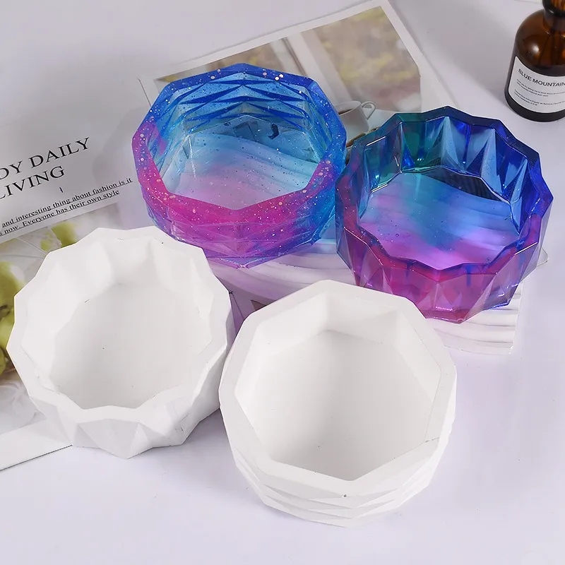 Schneiden Blume Topfpflanze Desktop Ornament Silikon Form DIY Gips Make-Up Pinsel Lagerung Box Kerze Container Harz Form Handwerk