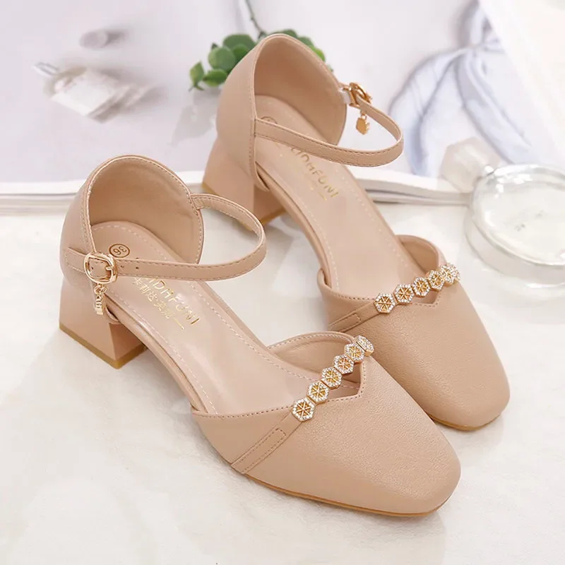 Cresfimix Zapatos De Mujer Women Sweet Pointed Toe Bow Tie Buckle Strap High Heel Shoes Lady Cool Brown Office Party Pumps A7047