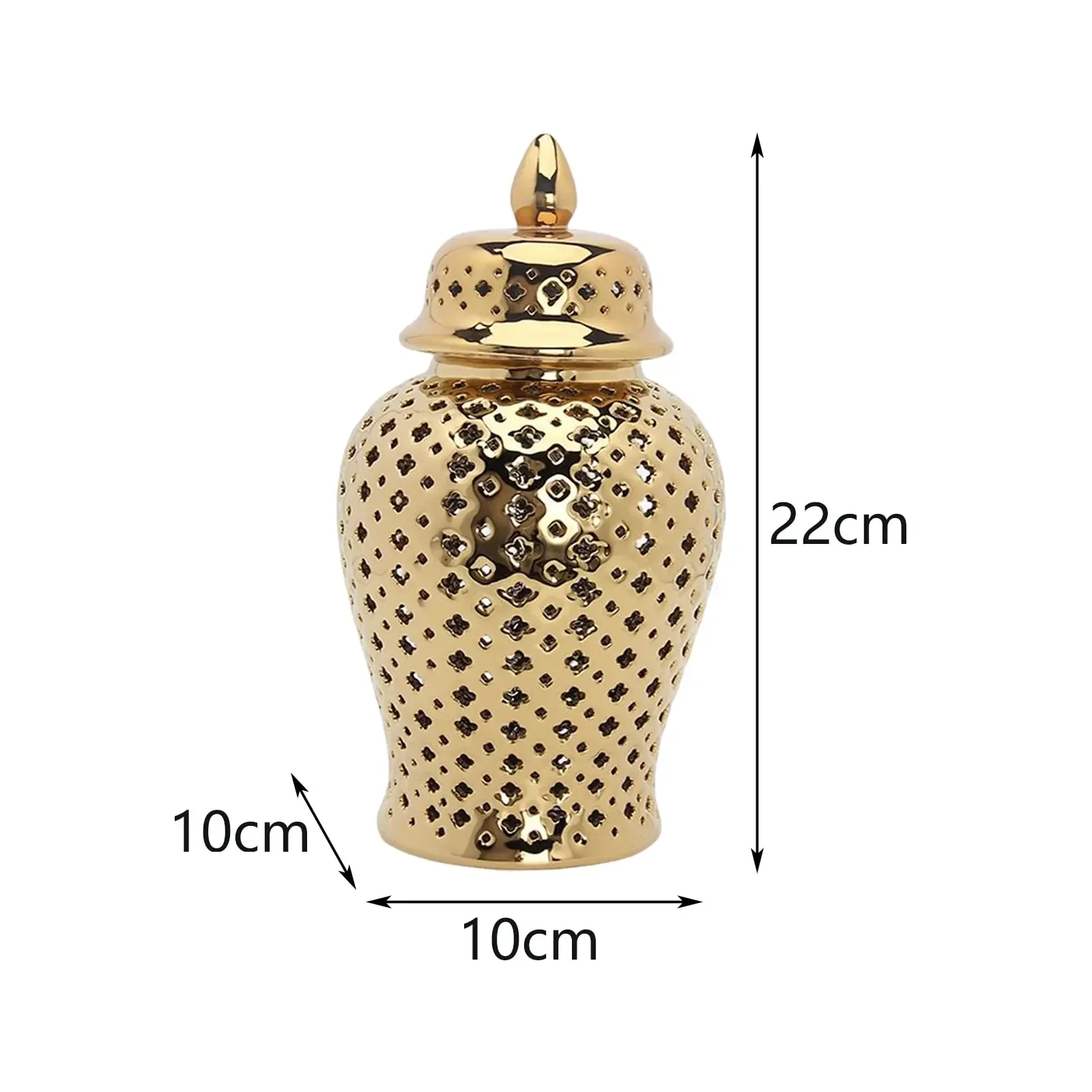 Imagem -05 - Escavar Vaso Cerâmico com Tampa Frasco de Templo Esculpido Treliça Frasco de Armazenamento de Gengibre Dourado Decoração de Casa Perfurado