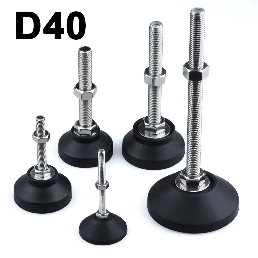 4Pcs M5 M6 M8 Adjustable Lathe Leg Dia 40mm Thread Type SS304 Foot Pad Levelling Feet Swivel Base Articulating Legs