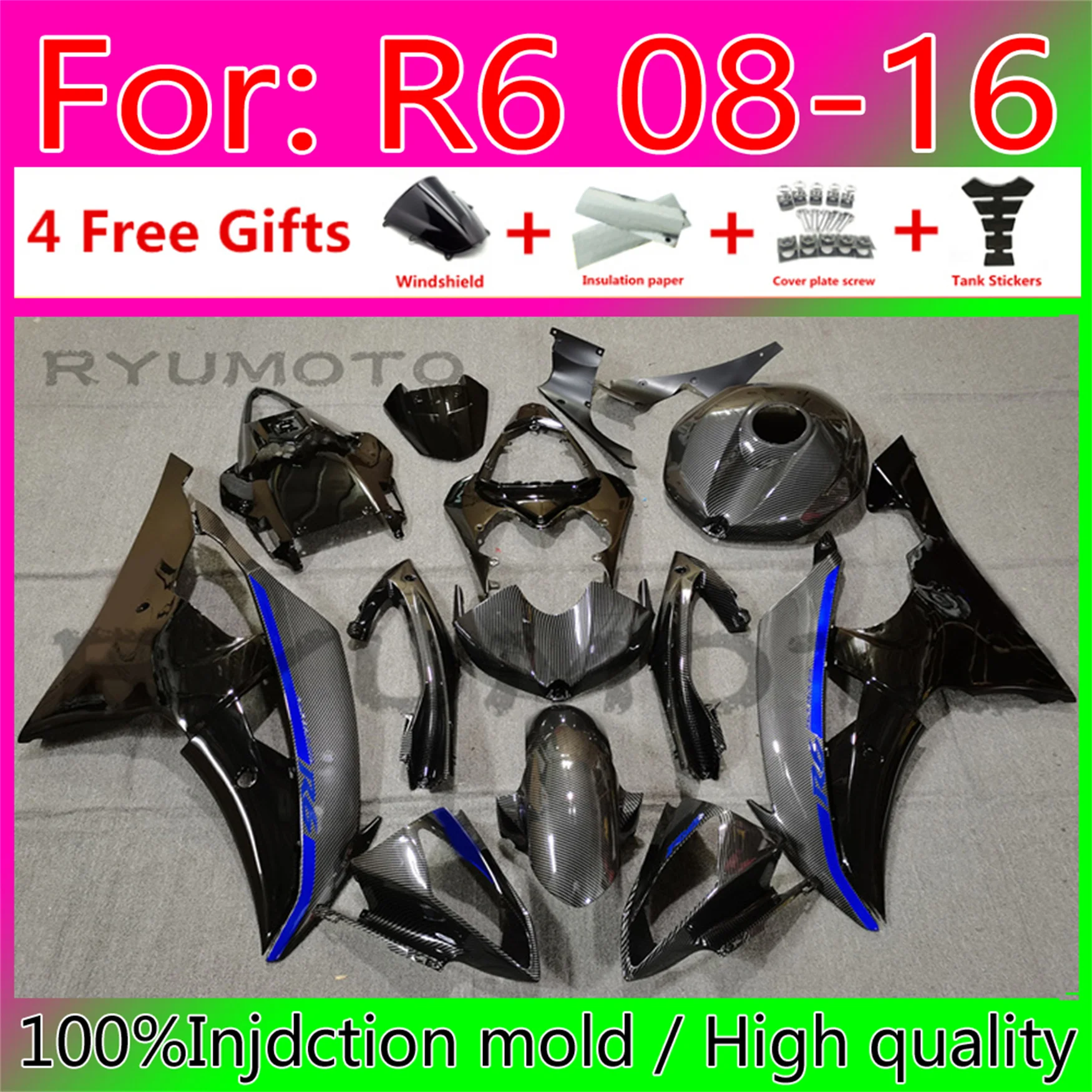 

Motorcycle Injection Fairing Kits For Yamaha YZF R6 2008 2009 10 2011 12 13 15 16 Fairings Bodywork YFZ-R6 08 09 11