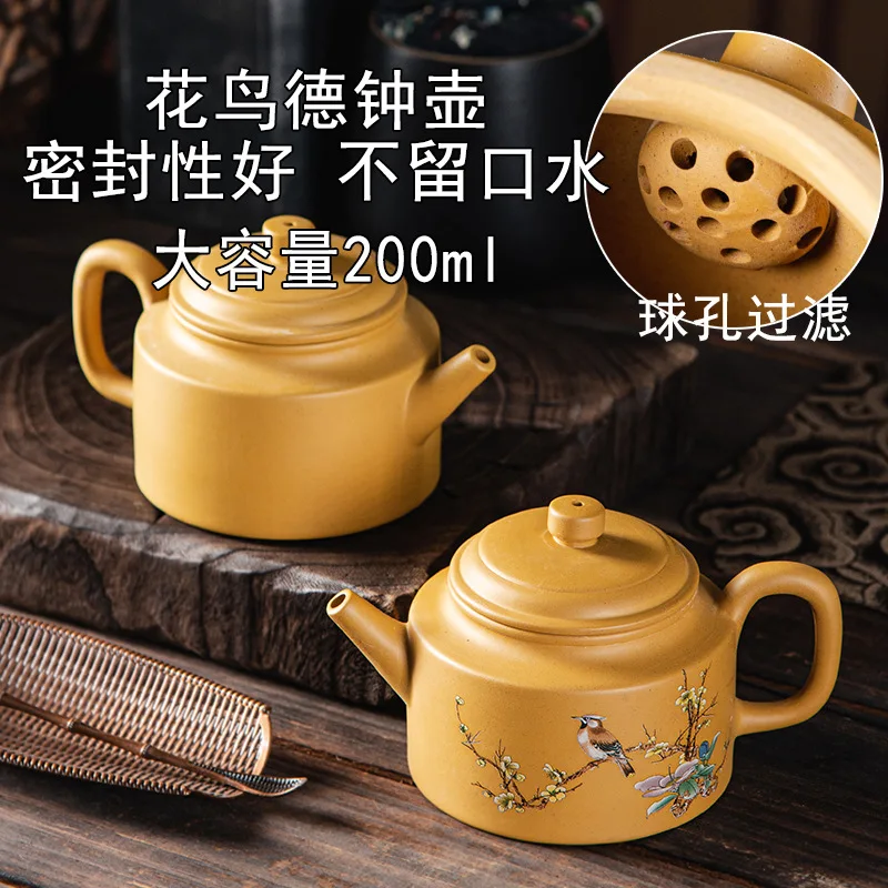200cc China Yixing Teapot Zisha Xishi Tea Pot Handmade Kettle Purple Clay Suit Tieguanyin Puer Kettle Tea Table Decoration