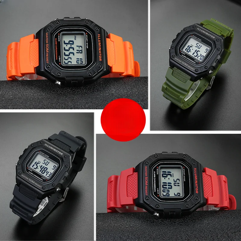 For Casio W-735H/800h/S200h F-108WH Original Watch Accessories Convex Interface 18mm Advanced Resin Silicone Watch Strap