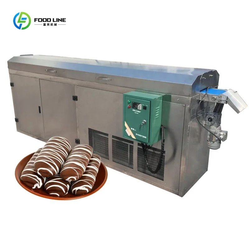 Chocolate Enrober Cooling Tunnel 2.5M for Cereal Bar Wafer Doughnut Commercial Production Custom