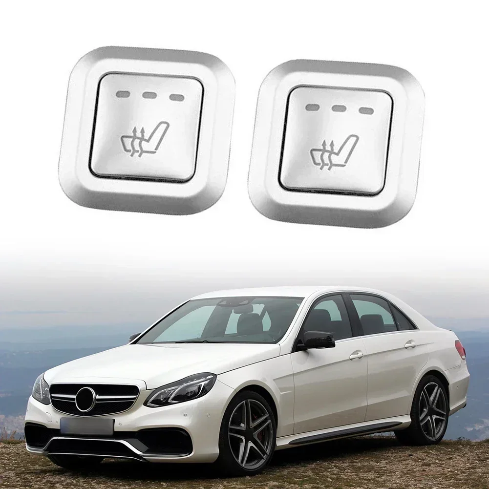 

2 Set ABS Silver Interior Heating Backseat Button Frame Cover Trim Fit For Mercedes-Benz E Class W212 S212 A207 C207 2009-2015