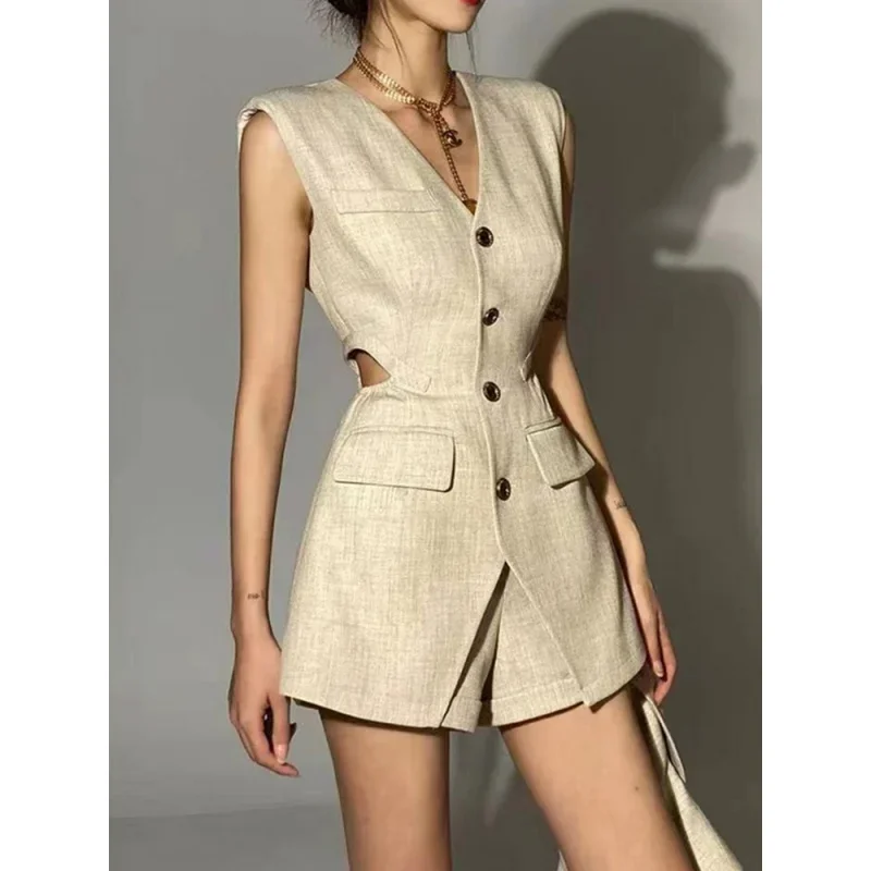 2024 Women\'s Blazer and Vest and Shorts Three Pieces Set Jacket Suits Korean Fashion Office Ladies Clothing for Spring Winter