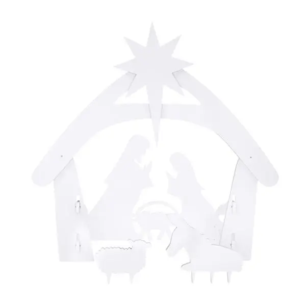 White PVC Nativity Garden Jesus Decoration Christmas Statues and Toys