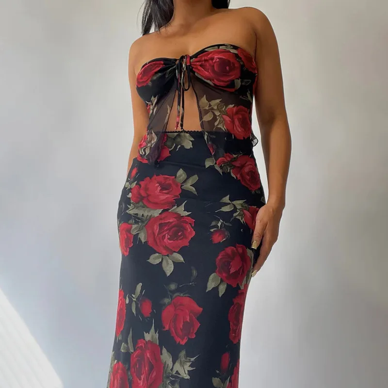 

Floral Print Me Skirt Set Women's Dr European Sle Polyester Fabric No Brand Registered No Sve Summer Season