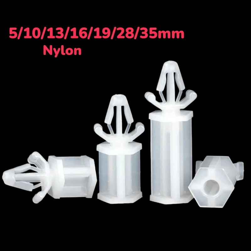 4mm Hole PC Board With Nylon Insulation Circuit Board Plastic Push In Buckle Support And Fixing Column 5/10/13/16/19/28/35mm
