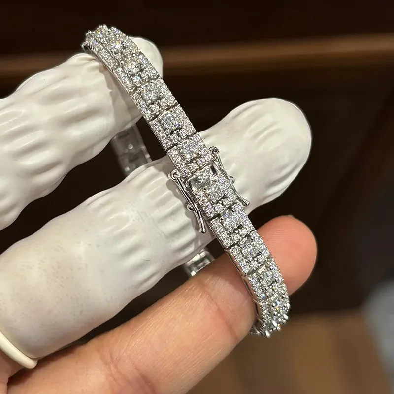 Kryos Jewelry Luxury Solid Platinum PT950 Women's Deluxe Moissanite Diamond Bracelet Women's Full Diamond Bracelet