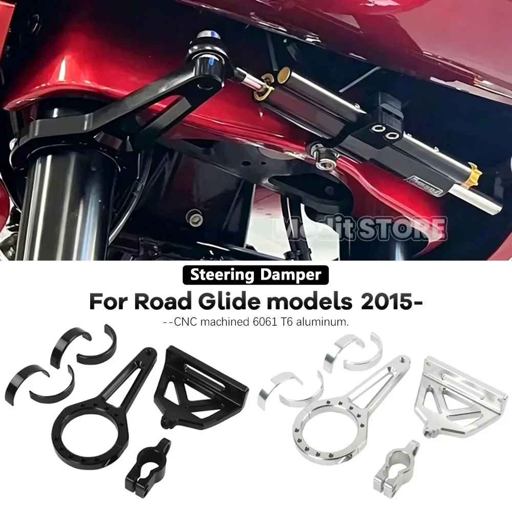For Harley Touring Road Glide Models 2015+ Motorcycle Steering Damper Bracket Front Forks 49mm 54mm 58mm Suspension Parts