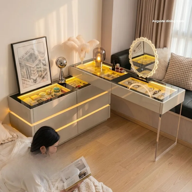 Modern Italian minimalist large-capacity storage dresser chest integrated bedroom light luxury high-end suspension makeup table