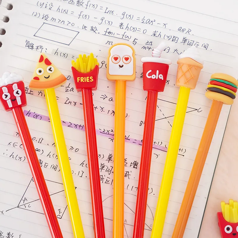 Ellen Brook 1 Piece Cute Kawaii Creative Fast Food School Office Stationery Gel Pen Sweet Funny Fries Popcorn Bread Pizza Pen