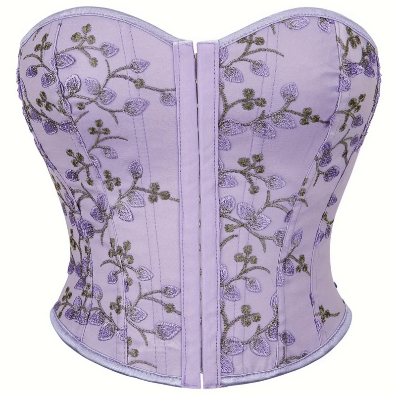 

Floral Embroidery Corset Sexy Gothic Bustiers Corsets Top Modeling Strap Overbust Corset Slimming Belt Shapewear Women Crop Top