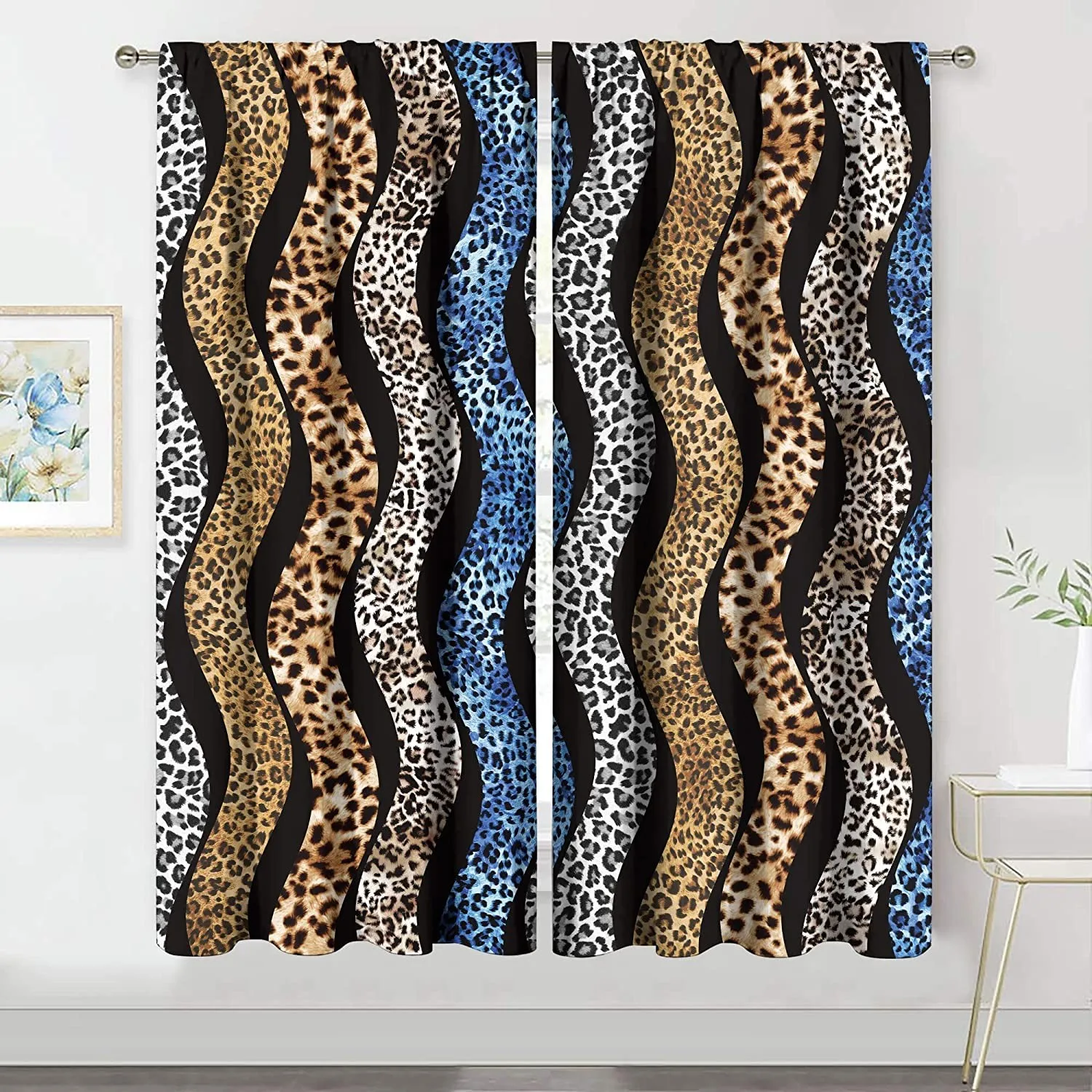 

Cheap Modern Colorful Leopard Print Drapes Wild Animals Skin Stylish Darkening Curtains Hook For Bedroom Living Room Home Decor