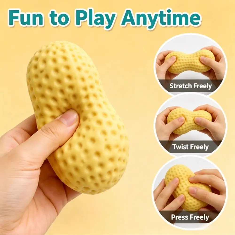 Boys Girls Finger Relax Crispy Peanut Squishy Shapeable Hand Blocks Filled Squishy Handmade Pinch Sensory Fidget Ball Adult