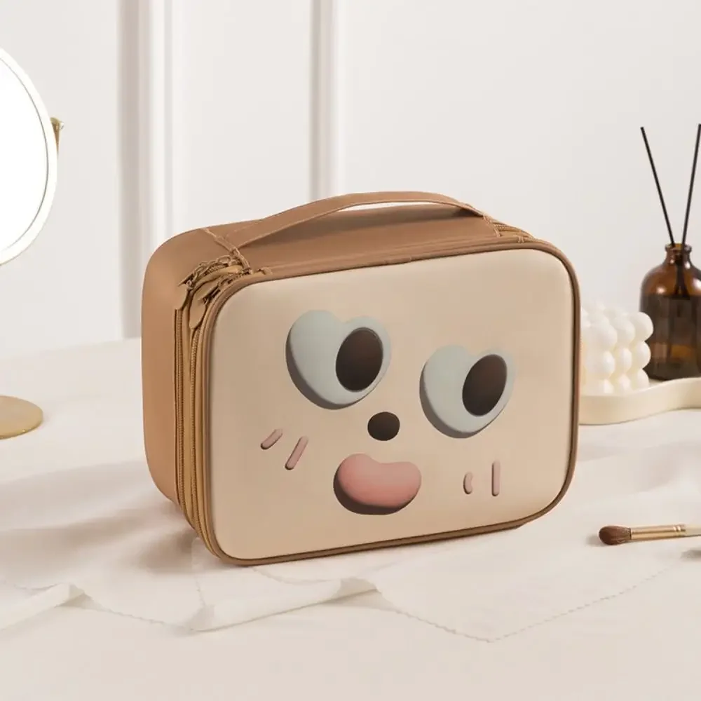 Удобная ручка, косметичка с мультяшным узором, одно-/двухслойная женская косметичка большой емкости, сумка на молнии