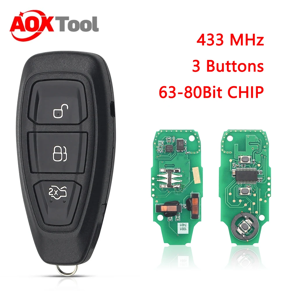 

433 Mhz 4D63 80Bit Chip KR55WK48801 For Ford Focus C-Max Mondeo Kuga Fiesta B-Max Smart Remote Key Keyless