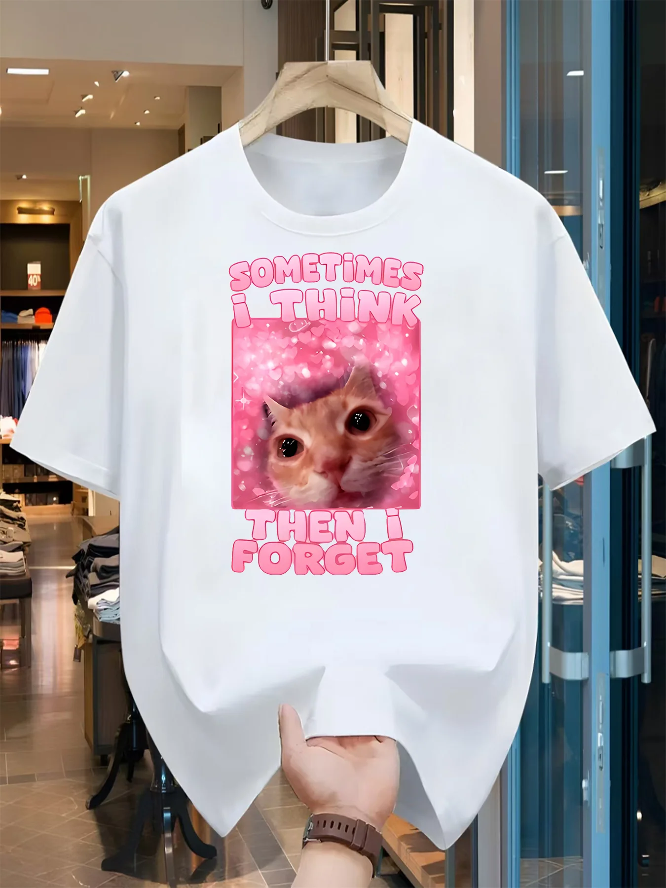 Funny Introvert Cat Graphic Tee Vintage Meme Shirt Casual Streetwear Cute Animal Print Unisex Summer Top Gif